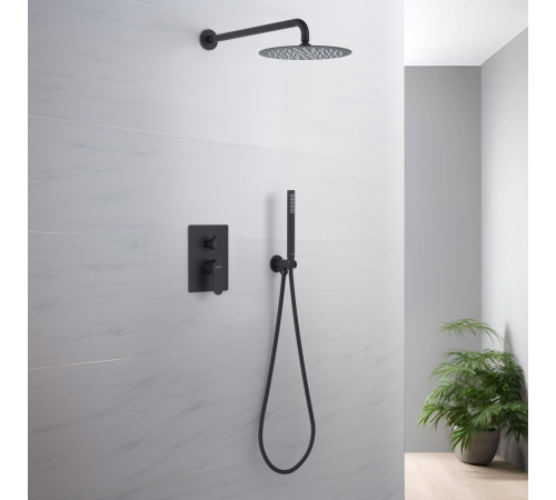 Душевой комплект 3 в 1 Aquanet Oberon 2 режима матовый черный AQ1272MB