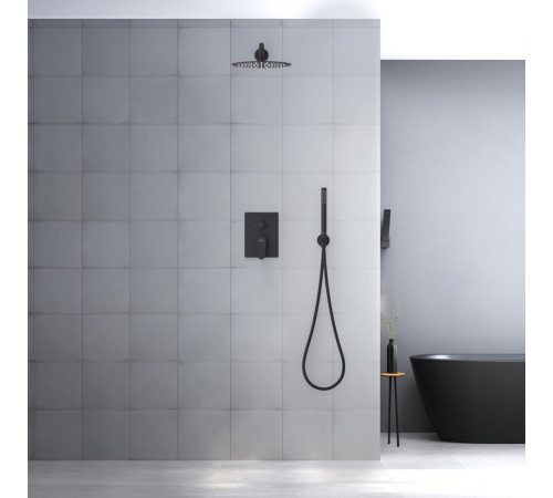 Душевой комплект 3 в 1 Aquanet Oberon 2 режима матовый черный AQ1272MB