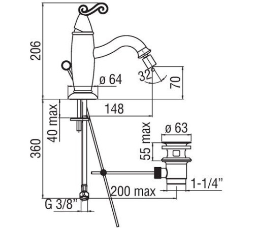 Смеситель для биде Remer Dubai DB00119/1CR хром DB00119/1CR