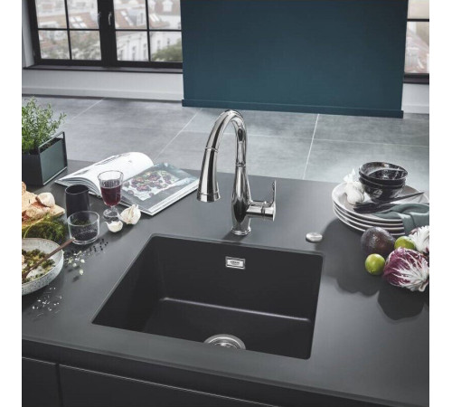 Мойка кухонная композитная GROHE K700 под столешницу 533x457 мм черный гранит 31654AP0