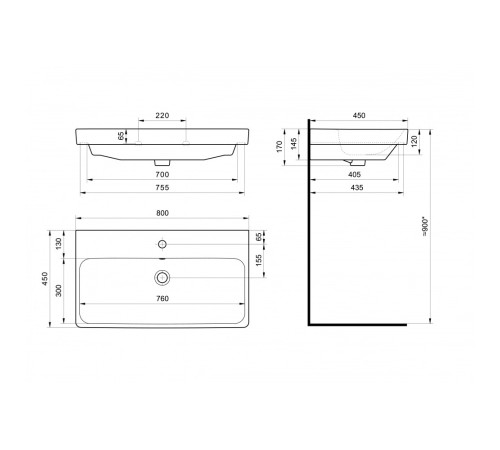 Умывальник Santek Адриана 80 см 1.WH50.1.772