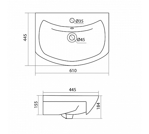 Комплект мебели для ванной AQUATON Бекка 60 тумба-умывальник и раковина Балтика 60 1A1966K1BAC20