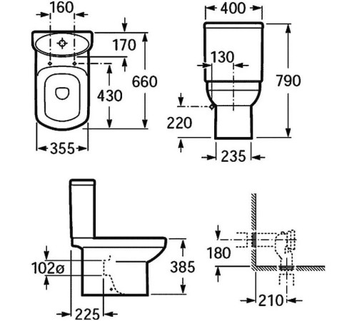 Чаша напольного унитаза под бачок Roca Dama Senso 342517000