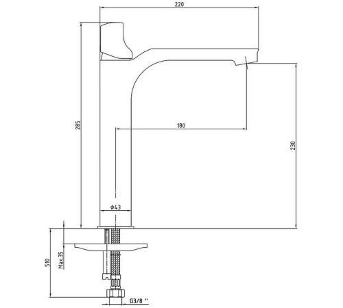 Смеситель для раковины Bravat MYRA 230 без донного клапана белый хром 104108984EX