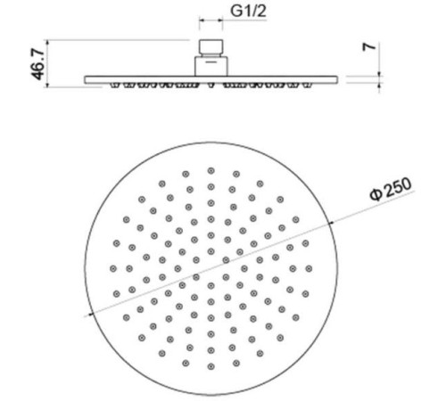 Верхний душ Aquanet AQ2077CR круглый 250х7 мм хром AQ2077CR