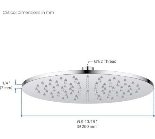 Верхний душ Aquanet AQ2077CR круглый 250х7 мм хром AQ2077CR