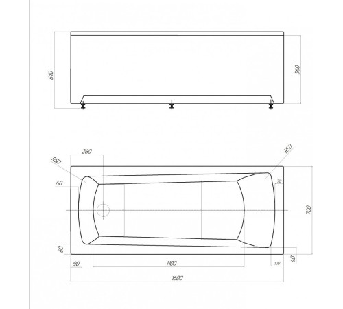 Ванна акриловая Triton Либра 160х70 NEW с фронтальным экраном слив слева LIB160N-0000003