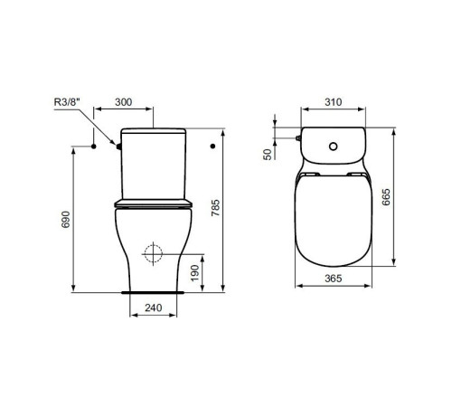 Бачок для унитаза Ideal Standard TESI нижняя подводка 4.5/3 л T356801
