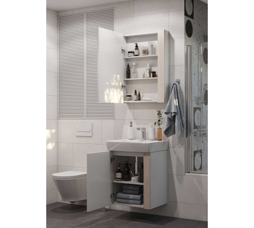 Комплект мебели для ванной Aquaton Кантри 55 Белый/Дуб Верона с раковиной НЕО-55 1A2576K0AHB20