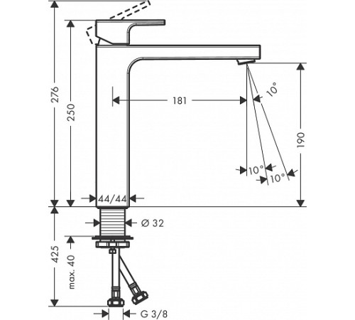 Смеситель для раковины Hansgrohe Vernis Shape 190 без донного клапана 71591000