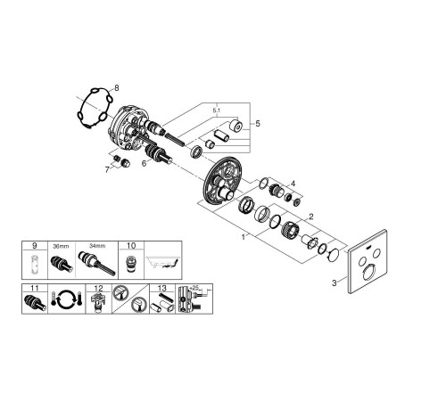 Термостат для душа GROHE Grohtherm SmartControl внешняя часть на 2 выхода хром 29124000