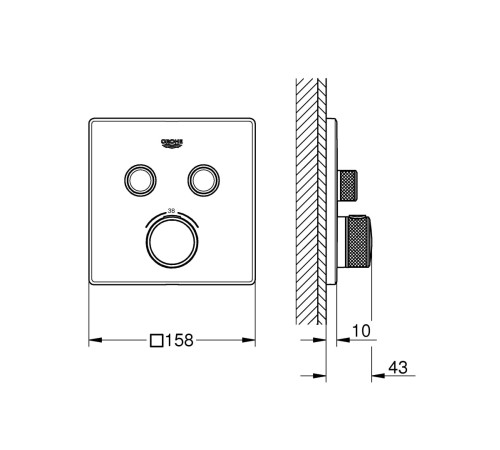 Термостат для душа GROHE Grohtherm SmartControl внешняя часть на 2 выхода хром 29124000