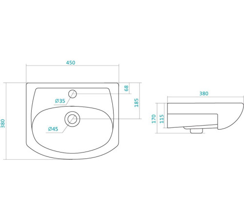 Умывальник Santek Азов 45 см 1.WH11.2.449