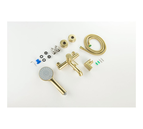 Смеситель для ванны Aquanet Европа с душевым набором 3jet шлифованное золото AQ1349BG