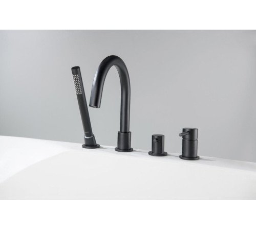 Смеситель на борт ванны Aquanet Европа на 4 отверстия матовый черный AQ1348MB