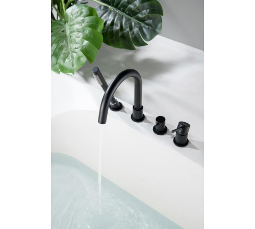 Смеситель на борт ванны Aquanet Европа на 4 отверстия матовый черный AQ1348MB