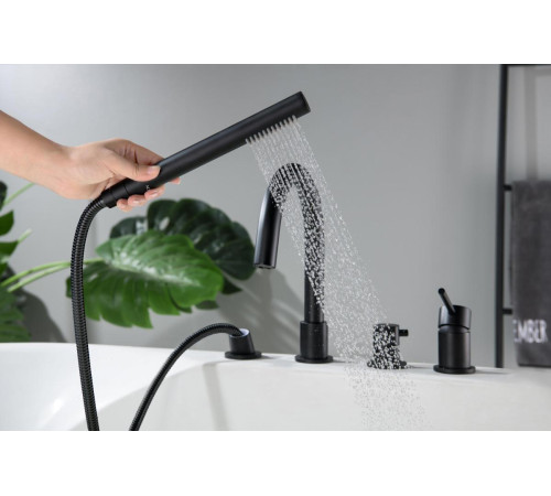 Смеситель на борт ванны Aquanet Европа на 4 отверстия матовый черный AQ1348MB