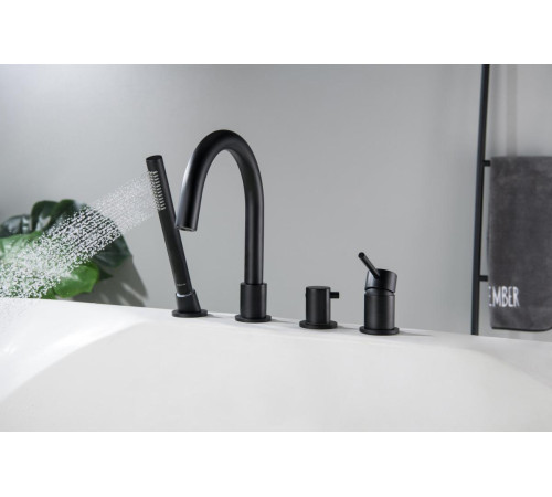 Смеситель на борт ванны Aquanet Европа на 4 отверстия матовый черный AQ1348MB