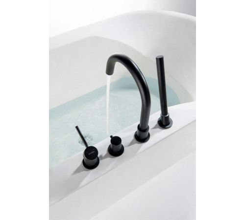 Смеситель на борт ванны Aquanet Европа на 4 отверстия матовый черный AQ1348MB