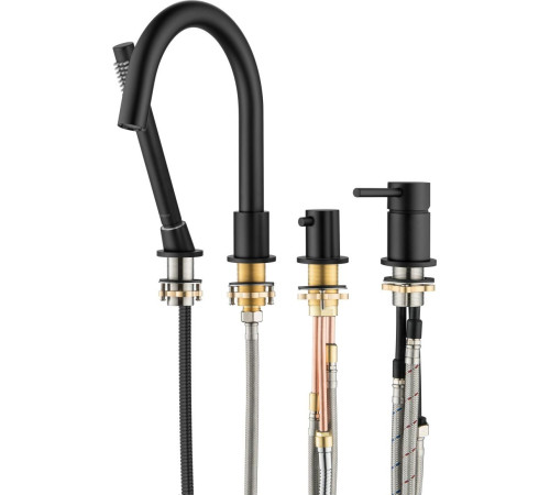 Смеситель на борт ванны Aquanet Европа на 4 отверстия матовый черный AQ1348MB