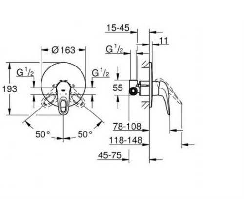 Смеситель для душа GROHE Eurostyle комплект внешняя и встраиваемая части хром 23725003