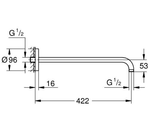 Душевой кронштейн GROHE Rainshower 450 мм хром 26146000