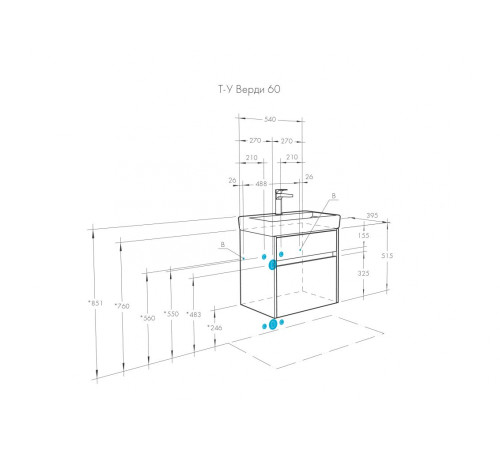 Тумба-умывальник с раковиной Aquaton Верди 60 / Нео 60 1A2067K1VDAV0