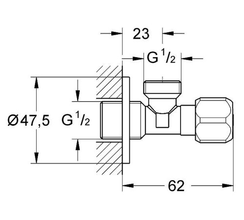 Вентиль угловой Grohe 1/2 x 1/2 хром 2201600M