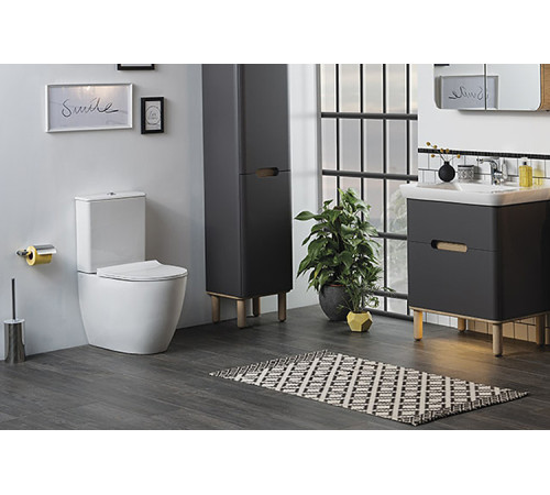 Унитаз напольный безободковый VitrA Sento Rim-ex Open-Back с тонким сиденьем микролифт 9830B003-7204