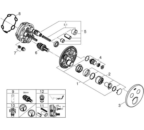 Смеситель для душа GROHE Grohtherm SmartControl внешняя часть на 2 выхода хром 29145000