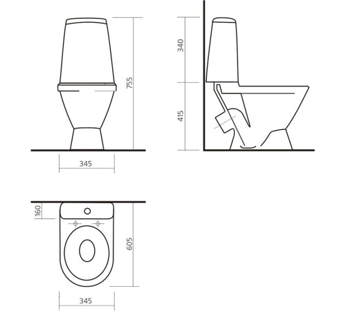 Унитаз-компакт Rosa Лада Стандарт белый WC.CC/Lada/1-P/WHT.G/S1