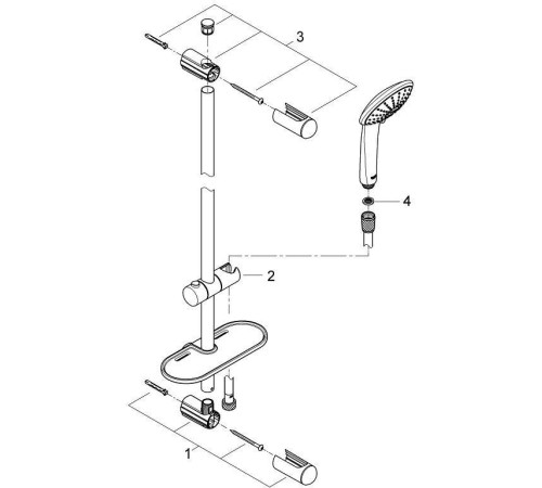 Душевой гарнитур GROHE Euphoria Champagne 110 III штанга 900 мм шланг 1750 мм хром 27227001