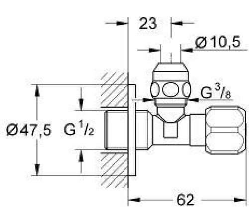 Вентиль угловой Grohe 1/2 x 3/8 хром 2201700M