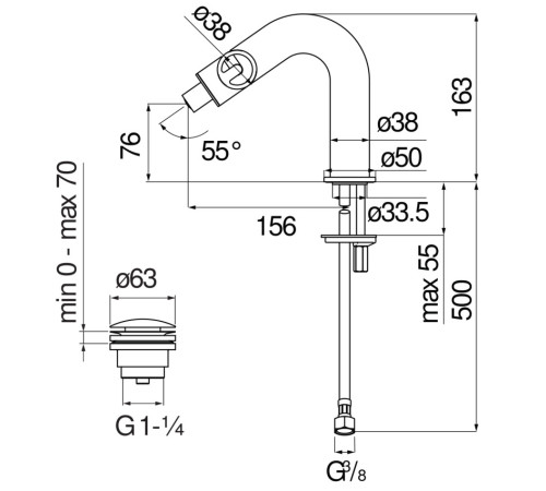 Смеситель для биде Serel SOLE шлифованный хром SO130119/2IX