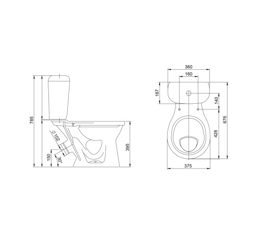 Унитаз-компакт Sanita Виктория белый сиденье полипропилен косой выпуск 1.P301.6.S00.00B.F