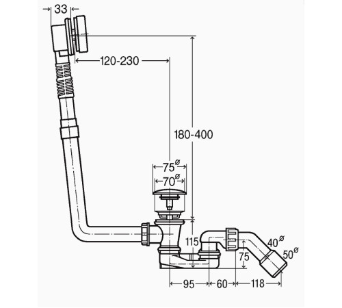 Слив-перелив для ванны Viega 6177.45 Click-clack 572853