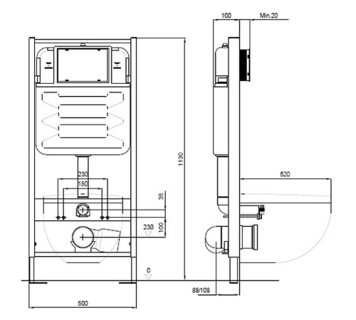 Комплект инсталляции AQUATEK ВЕГА-1905-013 рама INS-0000012 кнопка KDI-0000013 унитаз AQ1905-00 крепеж KKI-0000002