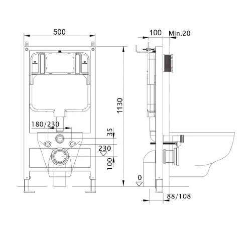 Комплект инсталляции AQUATEK ОБЕРОН T (рама INS-0000012, унитаз AQ1365T-00 soft-close) INS-0000012/AQ1365T-00