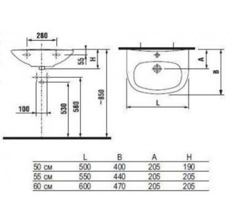 Раковина Jika Zeta 50х40 см 1039.0.000.104.1