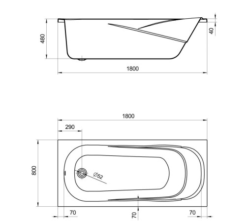 Ванна акриловая прямоугольная Santek Касабланка XL 180х80 см белая 1.WH30.2.482