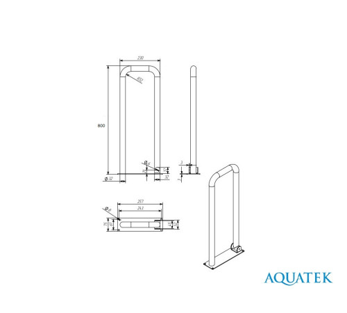 Поручень настенный откидной Титан 800х230 мм POR-0000004