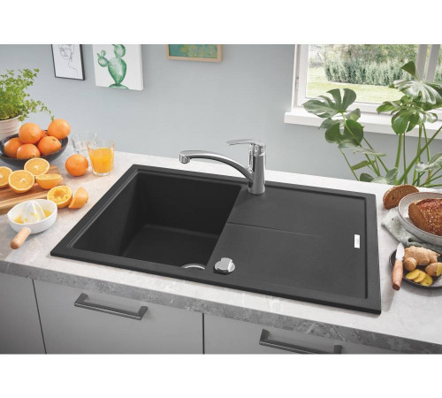 Мойка кухонная композитная GROHE K400 с крылом 780x500 мм черный гранит 31639AP0