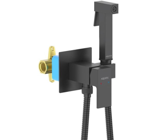 Комплект для гигиенического душа встроенный Aquatek Либра матовый черный AQ1022MB