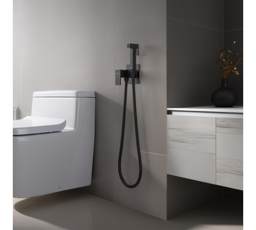 Комплект для гигиенического душа встроенный Aquatek Либра матовый черный AQ1022MB