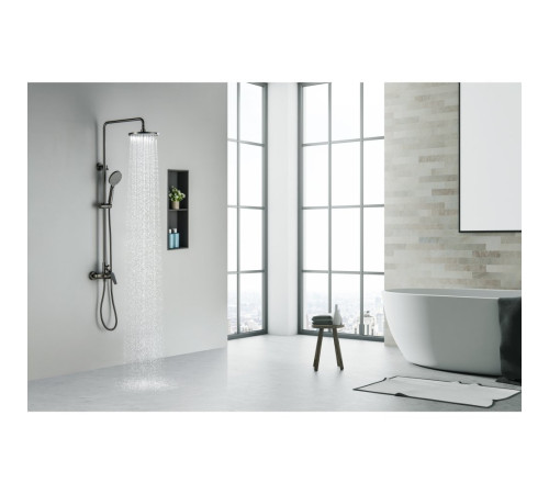 Душевая система со смесителем для душа Aquanet Бетта 220 мм оружейная сталь AQ2160BGM