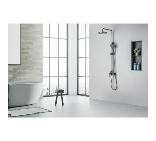 Душевая система со смесителем для душа Aquanet Бетта 220 мм оружейная сталь AQ2160BGM