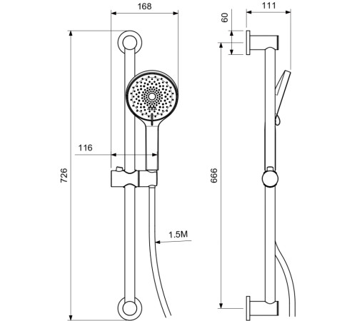 Душевой гарнитур Aquanet Лугано 3jet 65 см хром AQ2022CR