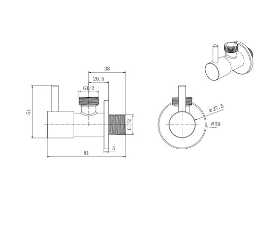 Угловой переходник Aquanet матовый черный AQ2450MB