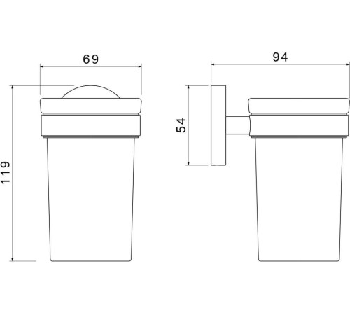 Стакан с держателем Aquanet Европа матовый черный AQ4104MB