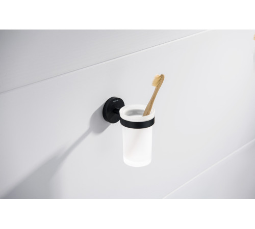 Стакан с держателем Aquanet Европа матовый черный AQ4104MB